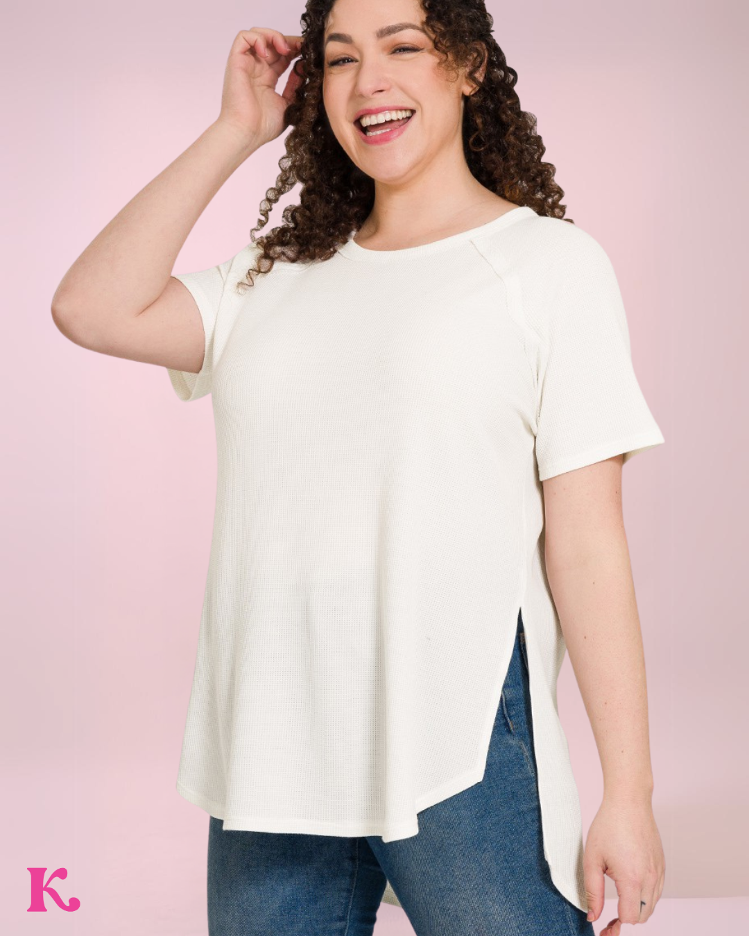 Zoe Waffle Short Sleeve Top