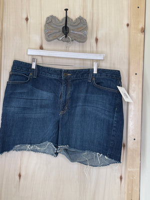 Dk Blue Raw Hem Shorts