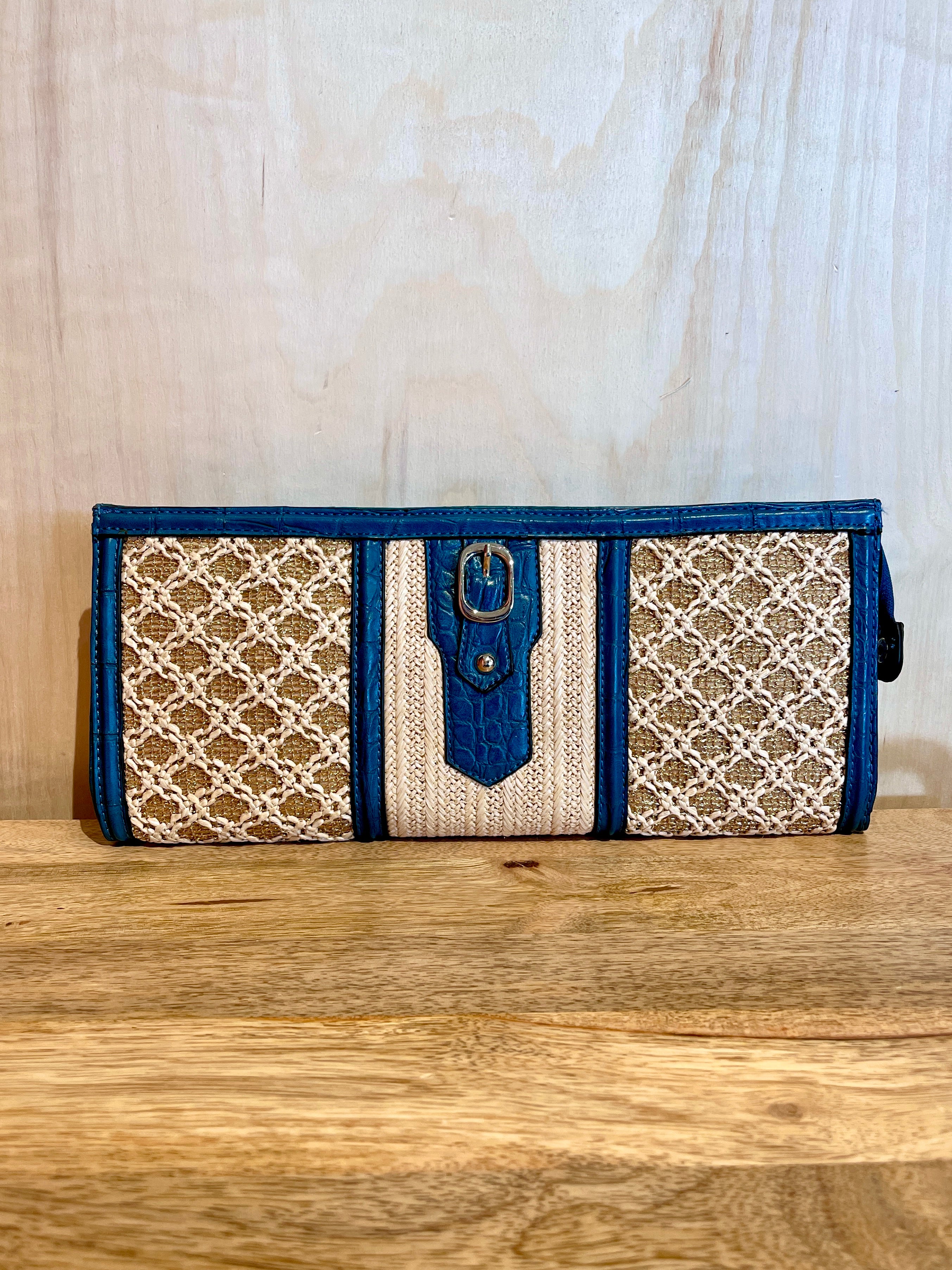 Blue, Tan and Gold Clutch