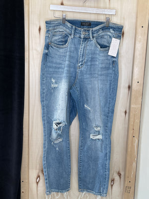 Distressed Light Blue Straight Jean