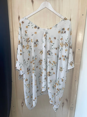 White and Yellow Floral Top