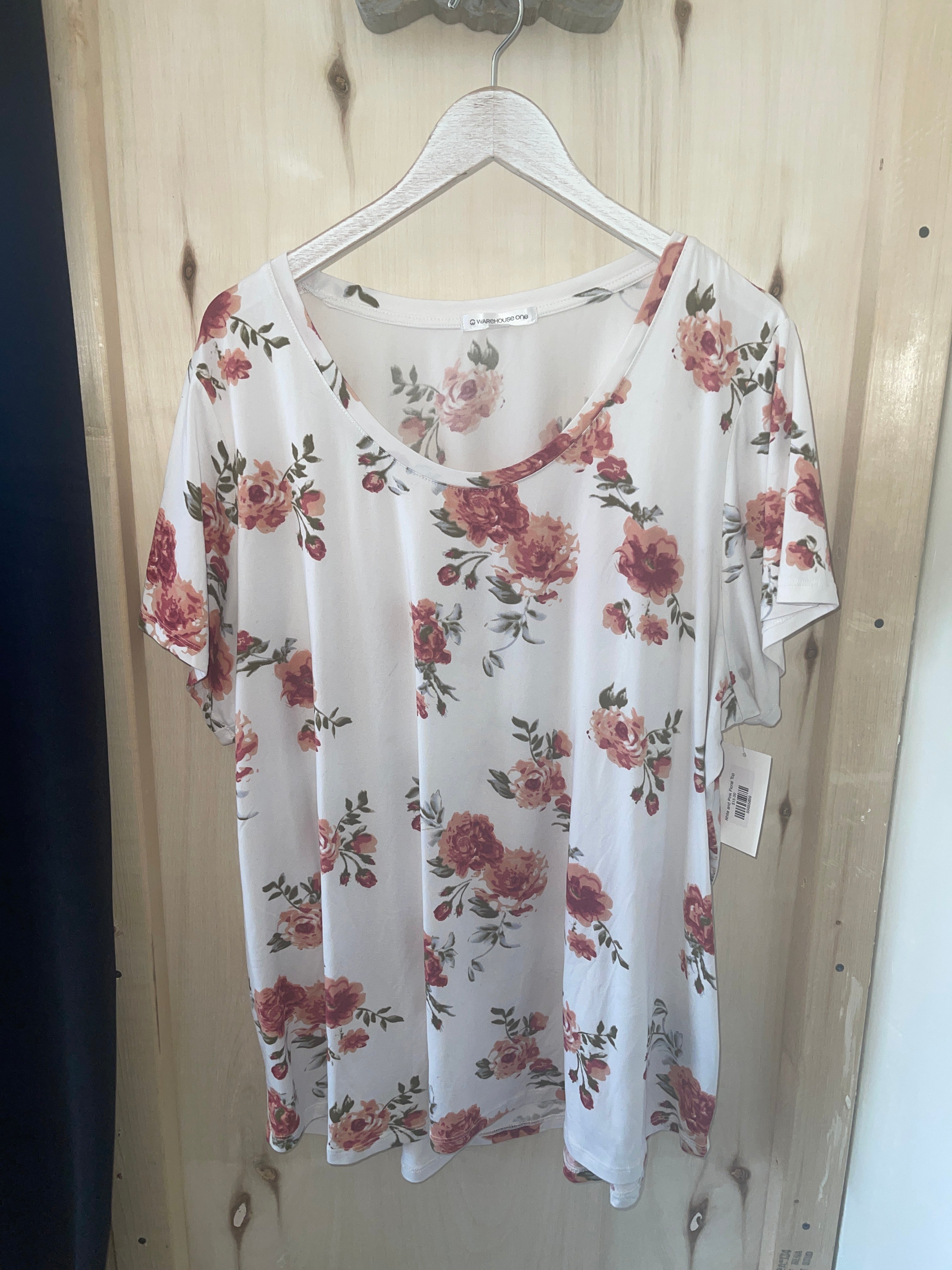 White and Pink Floral Top