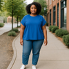 Betty Folded Sleeve T-shirt- Blue