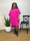 Sophie Button-Up Dress in Hot Pink