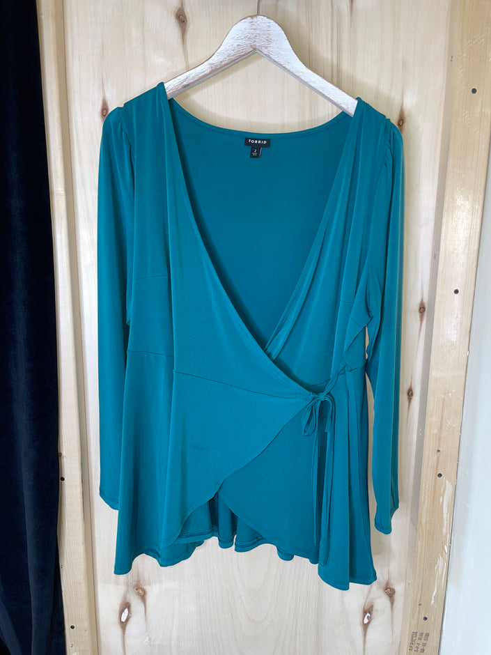 Teal Wrap/Tie Top