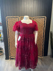 Victorian Maroon Tule Lace Dress