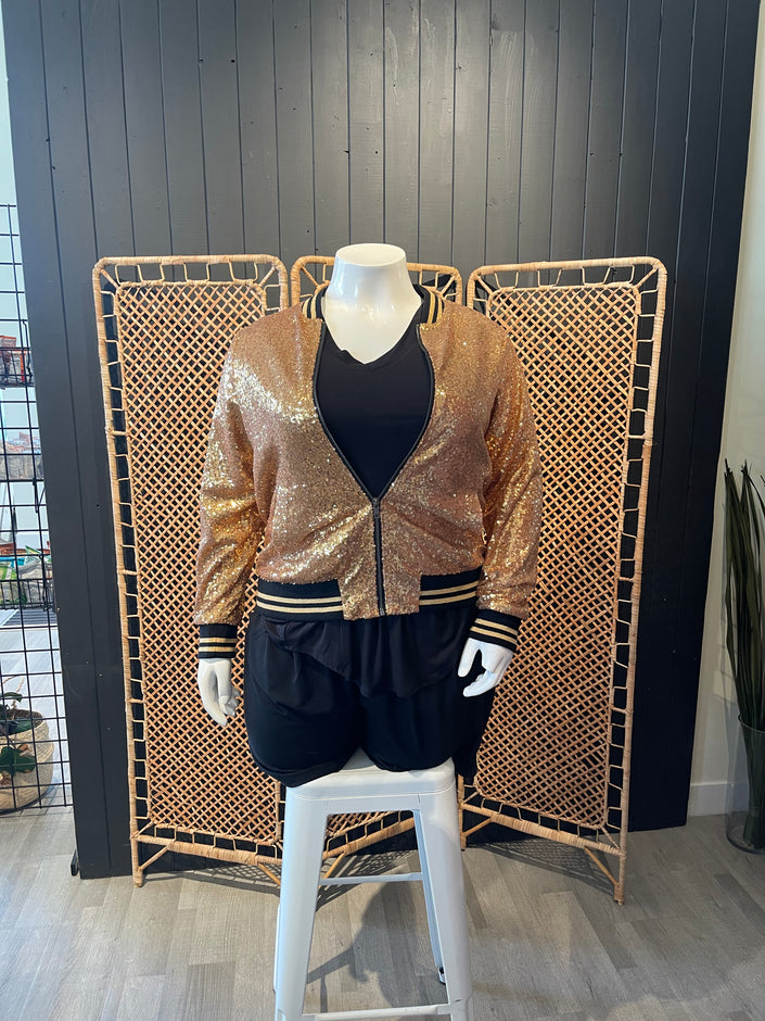 Gold Sequen Bomber Jacket