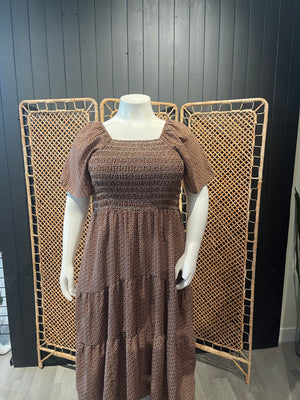 Brown Patterned Maxi Dress