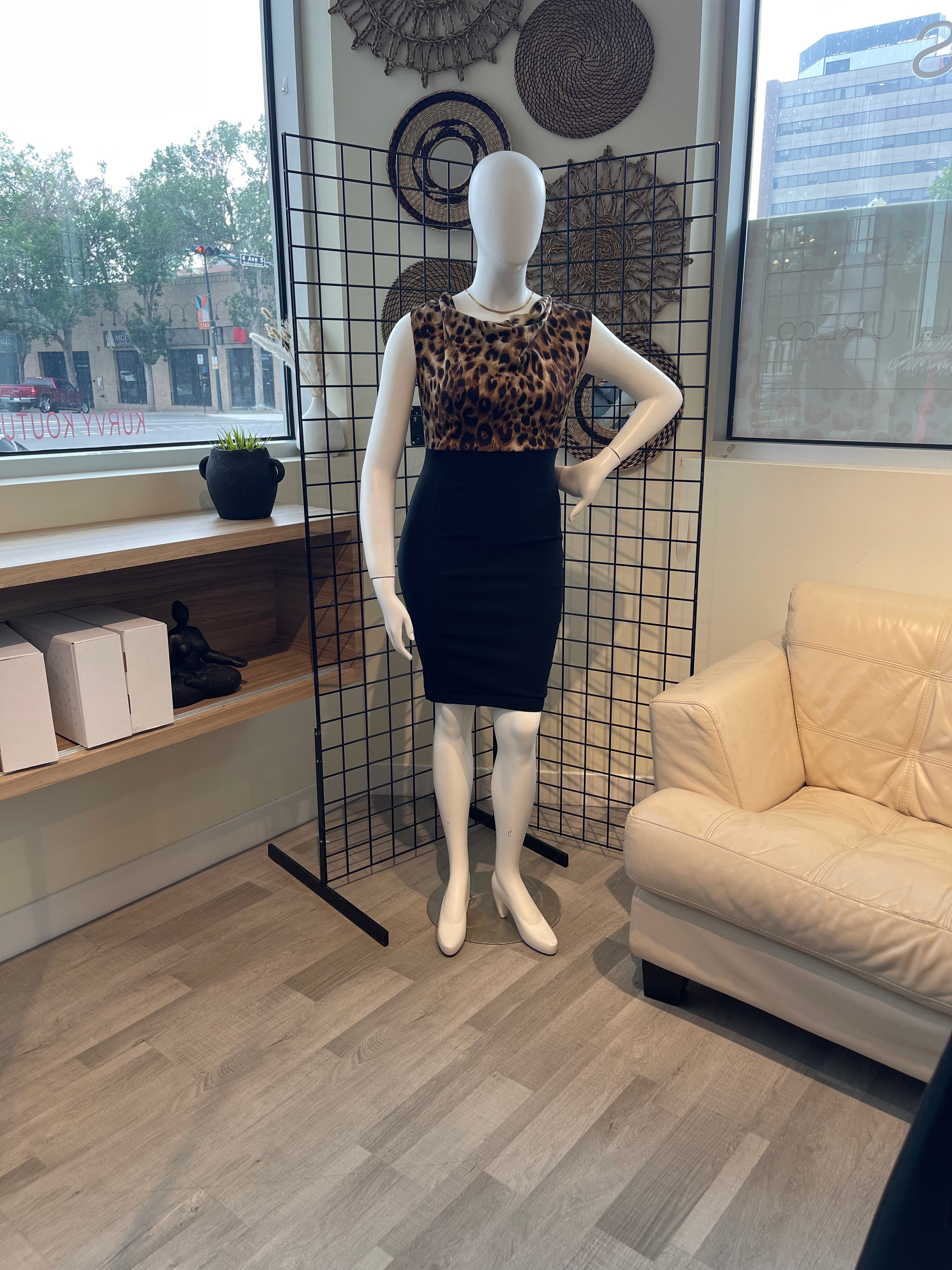 Leopard Top Dress w/ Red Belt