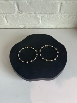 Gold Hoop Earrings w/ Pearls