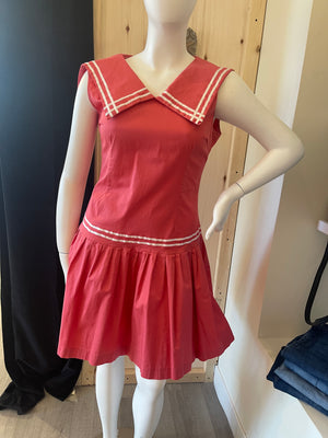 Coral Sailor Collar Dress