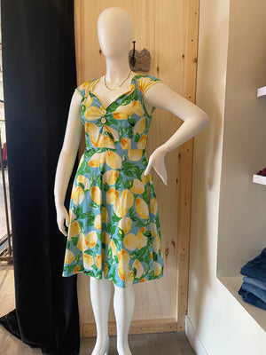 Lemon Pattered Mini Dress