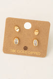 Mini Rhinestone Stud Earrings Set - Oval