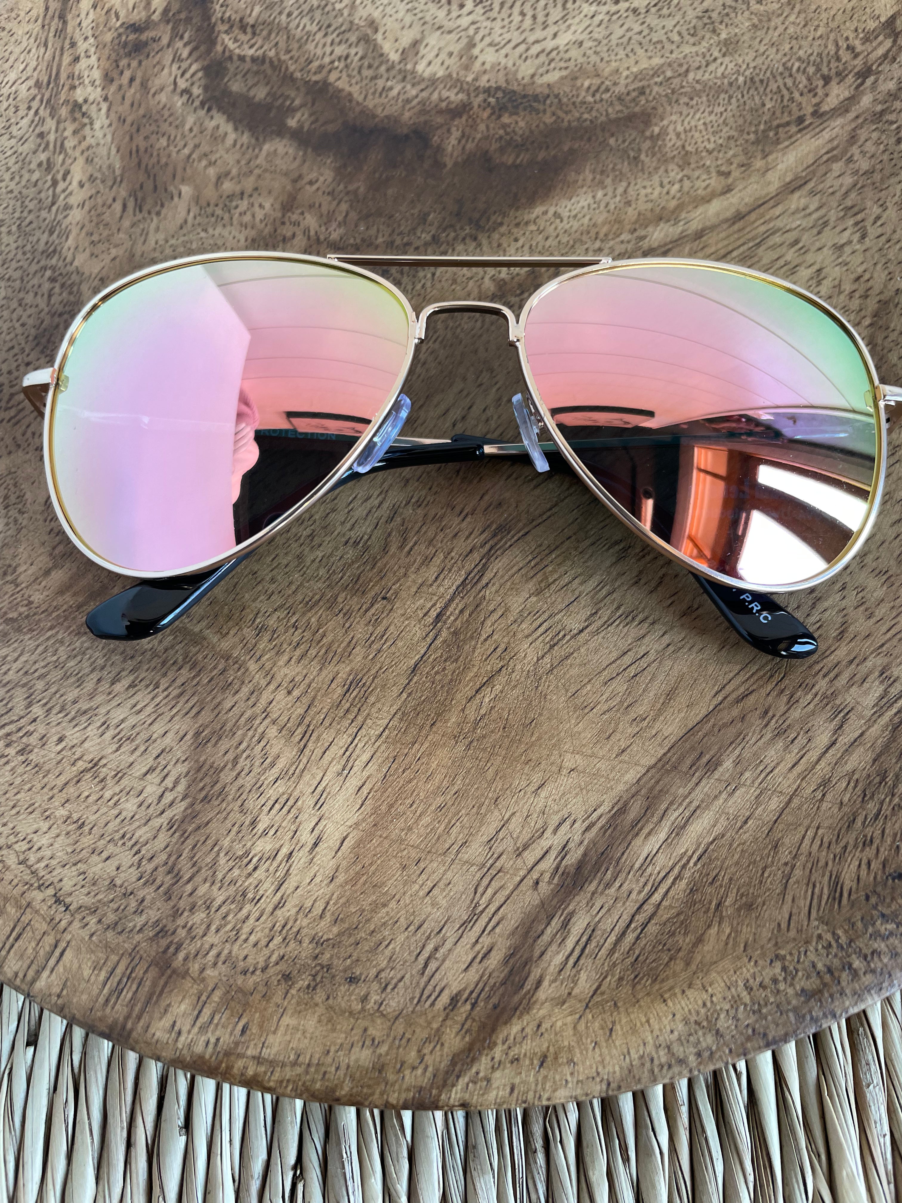 Pink Aviator Round Sunglasses - Kurvy Kouture Co